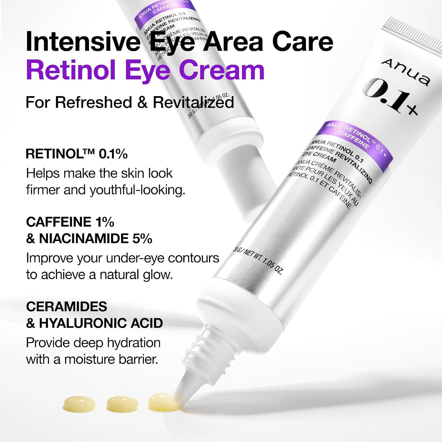 Anua - Retinol 0.1 Caffeine Revitalizing Eye Cream
