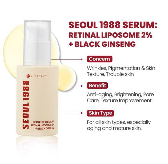 K- Secret SEOUL 1988 SERUM : RETINAL LIPOSOME 2% + BLACK GINSENG